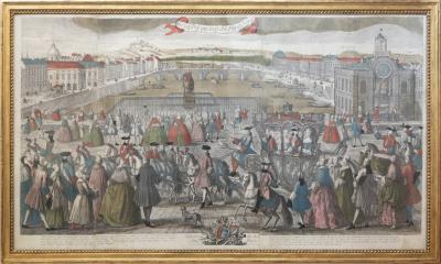 TWO EXCEPTIONAL LARGE 18TH CENTURY COPPER PLATE ENGRAVINGS OF PARIS