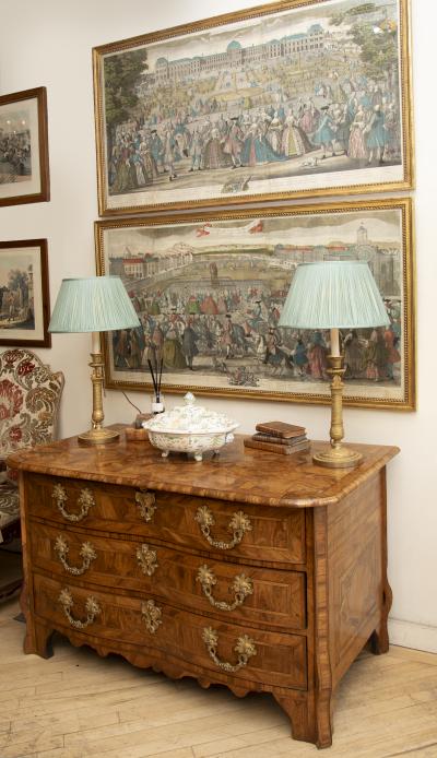 TWO EXCEPTIONAL LARGE 18TH CENTURY COPPER PLATE ENGRAVINGS OF PARIS