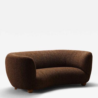 TWO SEAT DANISH CURVED SOFA 1940s