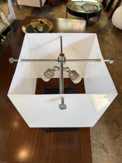 Table Lamp with Blue Murano Glass Base and Acrylic Shade 1970s