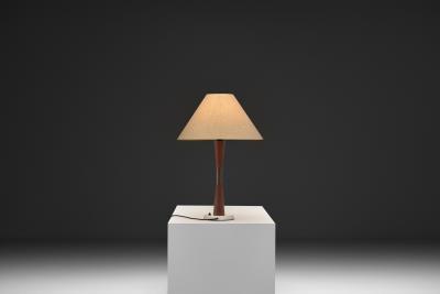 Table Lamp with Brass and Wood Stem Denmark ca 1960s