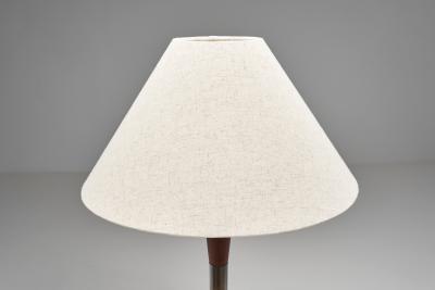 Table Lamp with Brass and Wood Stem Denmark ca 1960s