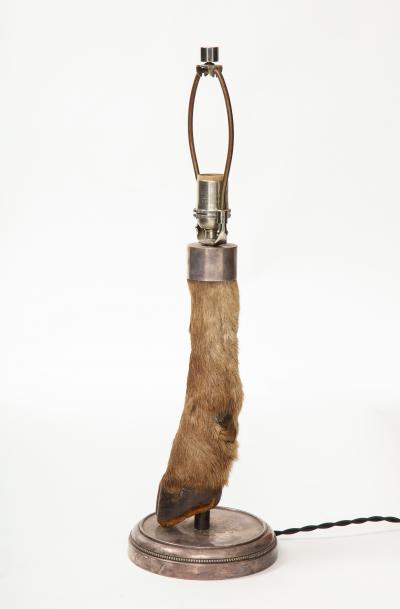 Table Lamp with Deer Hoof on Nickel Base