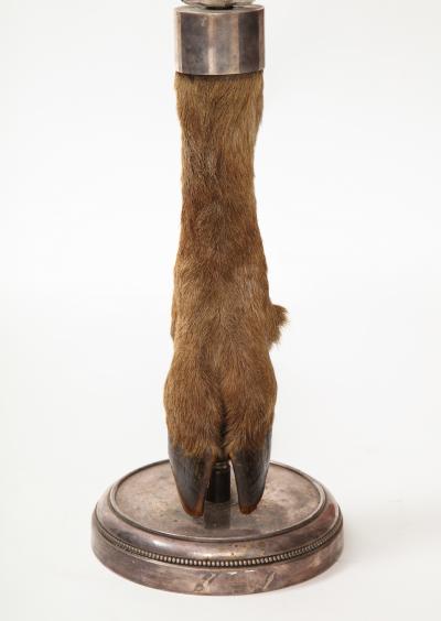 Table Lamp with Deer Hoof on Nickel Base