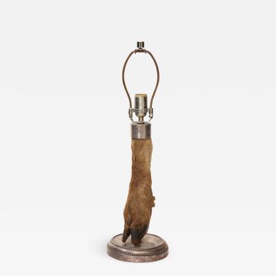 Table Lamp with Deer Hoof on Nickel Base