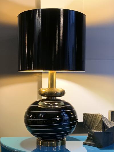 Table lamp in black Murano glass Italy late 1970s