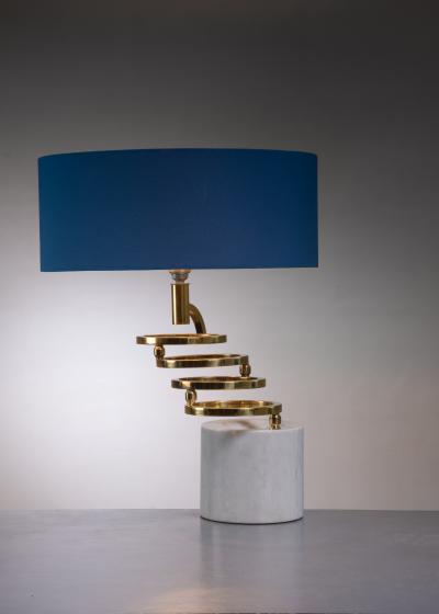 Table lamp in marble and brass