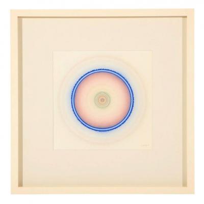 Tadasky Tadasuke Kuwayama Tadasky Acrylic Painting on Paper Op Art Geometric Blue Pink Signed