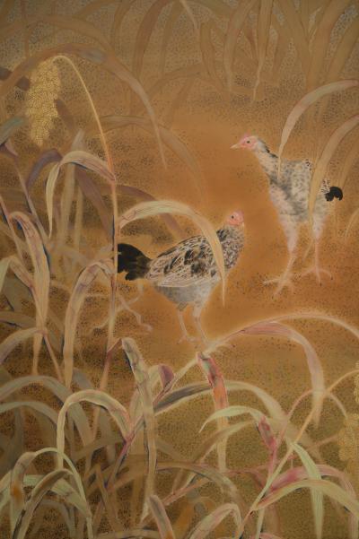 Taguchi Koki Scroll Chickens in the Millet By Taguchi Koki