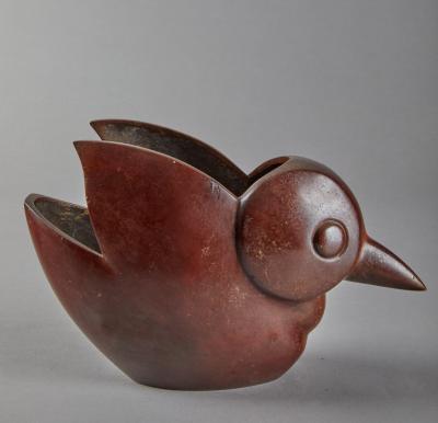 Taisho Bronze Flower Container