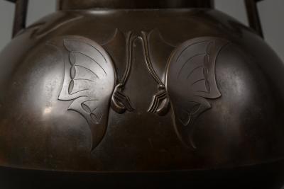Taisho Period Bronze Vase with Butterfly Design