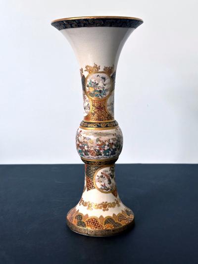 Taizan Yohei Fine Trumpet Satsuma Vase by Taizan Yohei