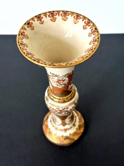 Taizan Yohei Fine Trumpet Satsuma Vase by Taizan Yohei
