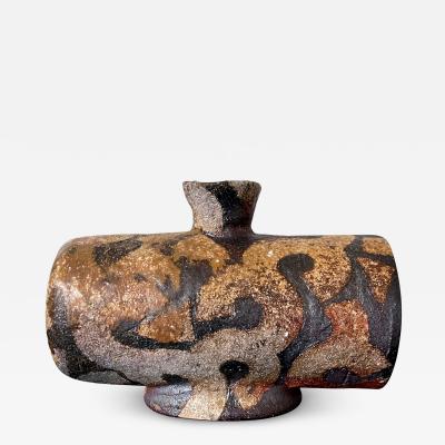 Takauchi Shugo Japanese Modern Mingei Ceramic Vase with Inlay by Takauchi Shugo