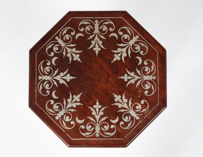 Tall Aesthetic Movement Pewter Inlaid Table