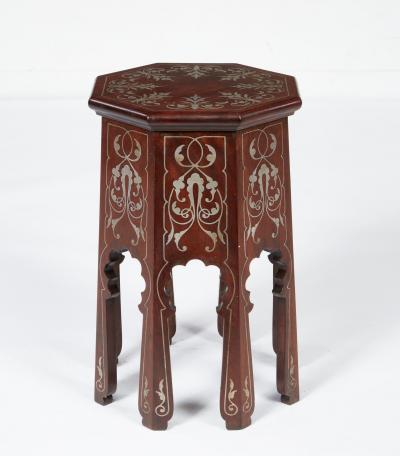 Tall Aesthetic Movement Pewter Inlaid Table