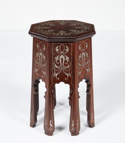 Tall Aesthetic Movement Pewter Inlaid Table