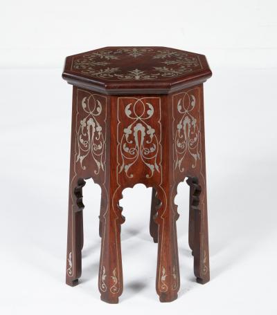 Tall Aesthetic Movement Pewter Inlaid Table