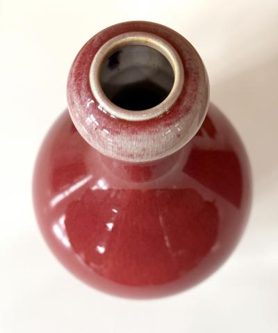 Tall Antique Chinese Langyao Red Ceramic Vase Qing Qianlong Mark