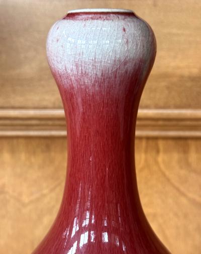 Tall Antique Chinese Langyao Red Ceramic Vase Qing Qianlong Mark