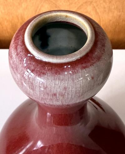 Tall Antique Chinese Langyao Red Ceramic Vase Qing Qianlong Mark