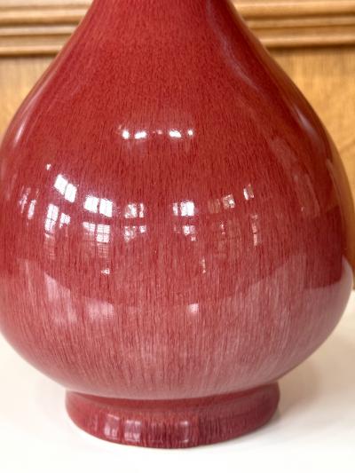 Tall Antique Chinese Langyao Red Ceramic Vase Qing Qianlong Mark