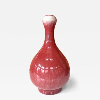 Tall Antique Chinese Langyao Red Ceramic Vase Qing Qianlong Mark
