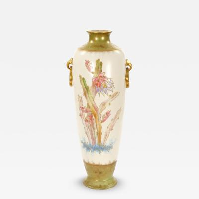 Tall Antique Hand Painted Gilt Decorated German Porcelain Decorative Vase