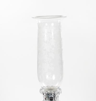 Tall Antique Signed Saint Louis Cut Crystal Lustres Candlestick with Shade