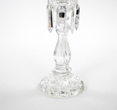 Tall Antique Signed Saint Louis Cut Crystal Lustres Candlestick with Shade