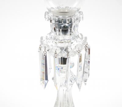 Tall Antique Signed Saint Louis Cut Crystal Lustres Candlestick with Shade