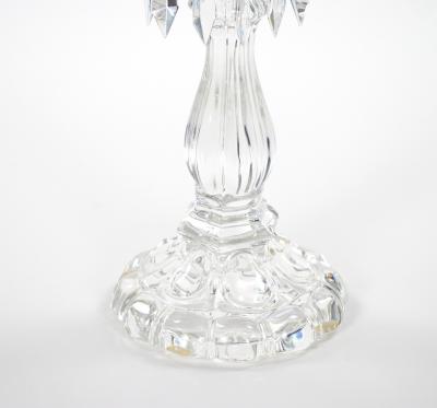 Tall Antique Signed Saint Louis Cut Crystal Lustres Candlestick with Shade