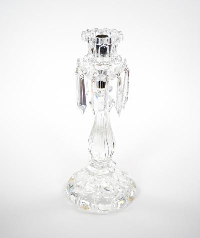 Tall Antique Signed Saint Louis Cut Crystal Lustres Candlestick with Shade