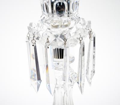 Tall Antique Signed Saint Louis Cut Crystal Lustres Candlestick with Shade