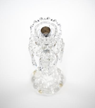 Tall Antique Signed Saint Louis Cut Crystal Lustres Candlestick with Shade