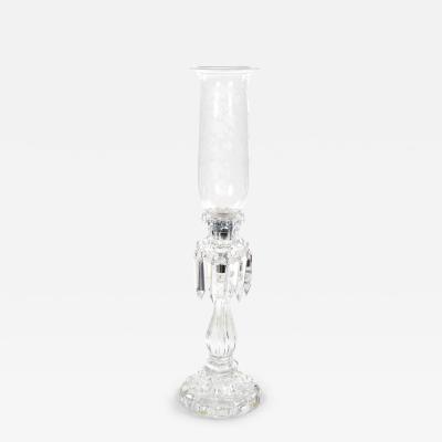 Tall Antique Signed Saint Louis Cut Crystal Lustres Candlestick with Shade