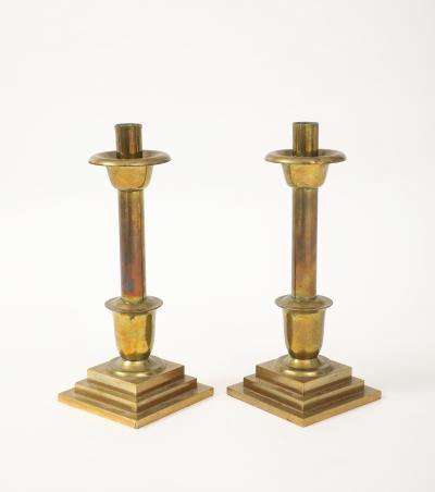 Tall Art Deco Brass Candlesticks