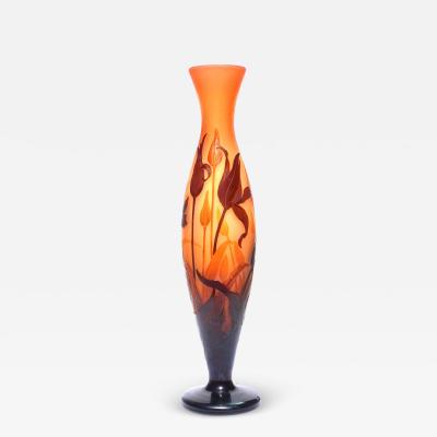 Tall Emile Galle Lily Pedestaled Vase