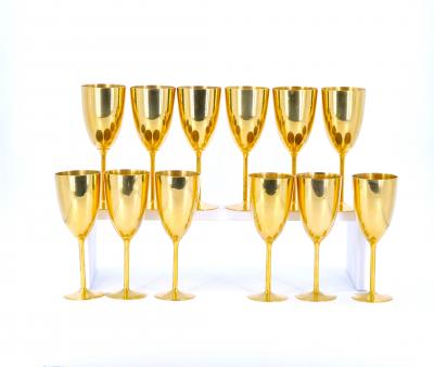 Tall English Sheffield Gilt wine Water Goblets Service 14 People