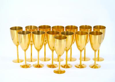 Tall English Sheffield Gilt wine Water Goblets Service 14 People