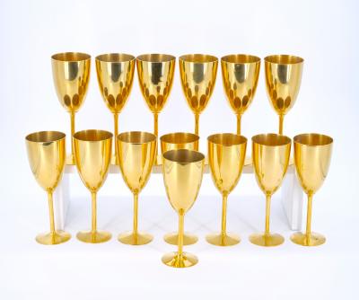 Tall English Sheffield Gilt wine Water Goblets Service 14 People