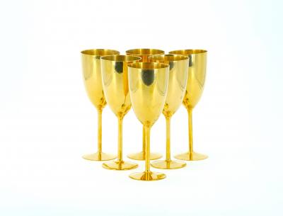 Tall English Sheffield Gilt wine Water Goblets Service 14 People