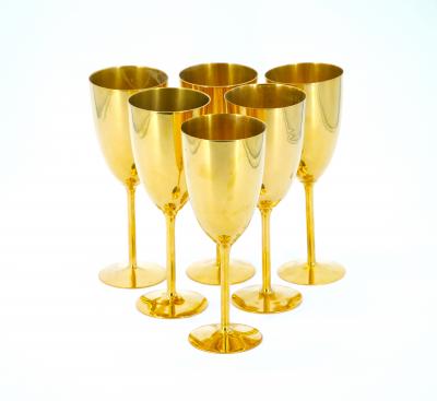 Tall English Sheffield Gilt wine Water Goblets Service 14 People