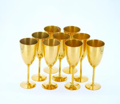 Tall English Sheffield Gilt wine Water Goblets Service 14 People