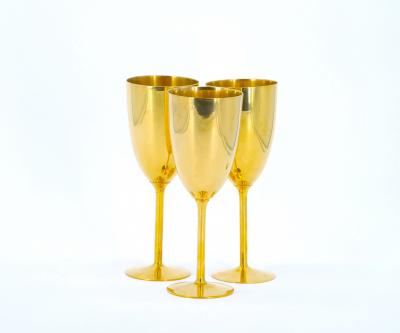 Tall English Sheffield Gilt wine Water Goblets Service 14 People