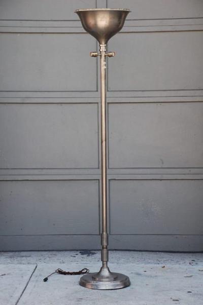 Tall French Art Deco Chrome Floor Lamp