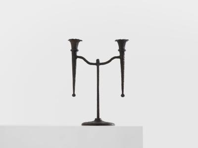 Tall French brutalist bronze candlestick 1940