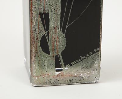 Tall Geometric Etched Glass Vase