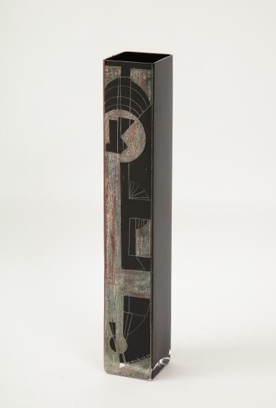 Tall Geometric Etched Glass Vase