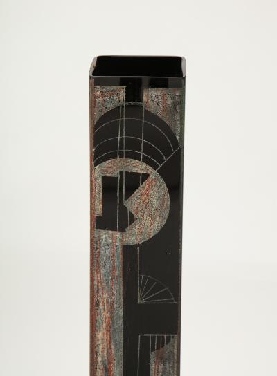 Tall Geometric Etched Glass Vase